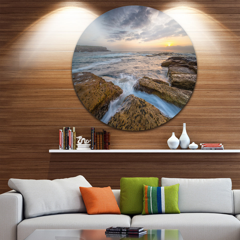 Bright Sydney Coastline View, Seashore Disc Metal Wall Art, 36"
