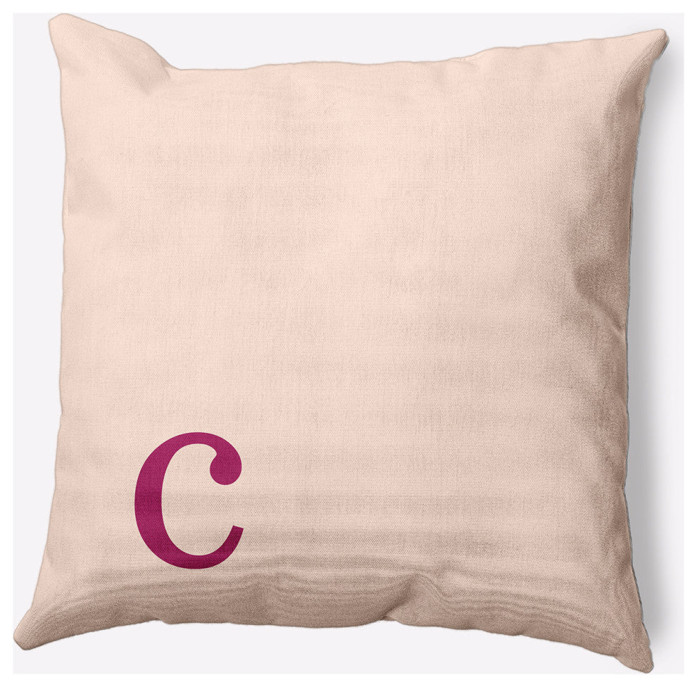 18" x 18" Modern Monogram Indoor/Outdoor Polyester Throw Pillow, Dusty Rose