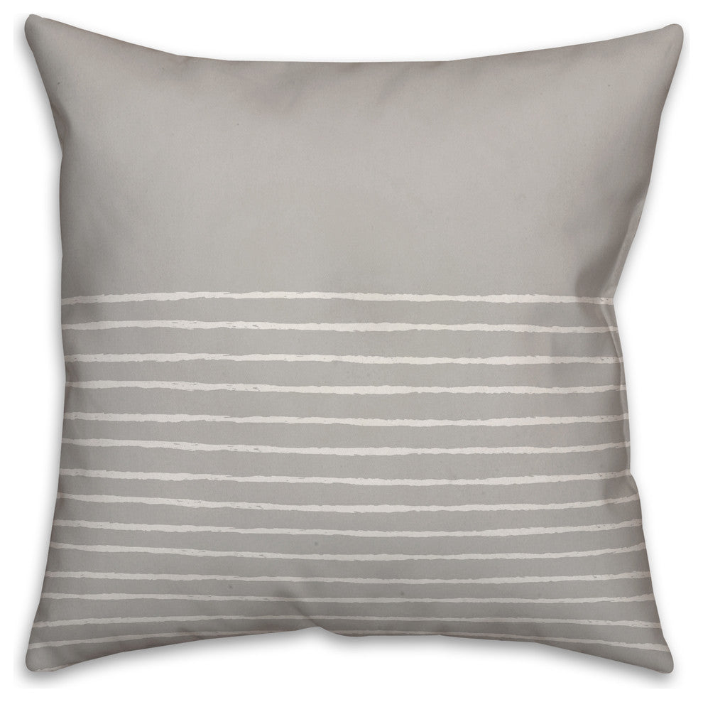 Gray and White Sketch Stripes 18x18 Throw Pillow Cover