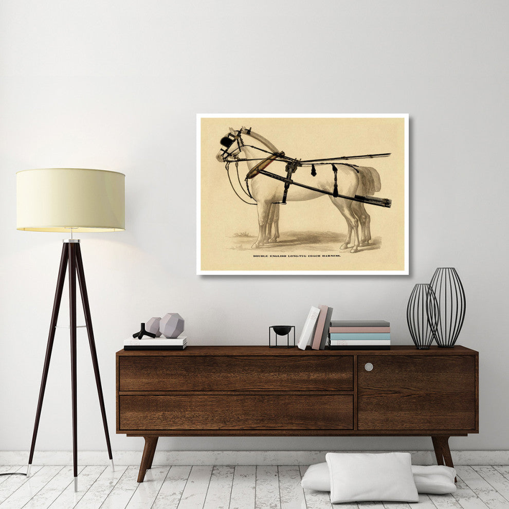 "Saddles and Tack: Double English Long-Tug Coach" Paper Art, 50"x38"