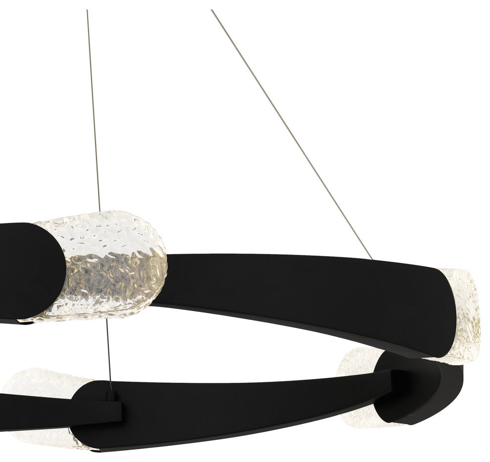 Quoizel PCSAF2834 Saffron 34"W LED Abstract Ring Chandelier - Matte Black