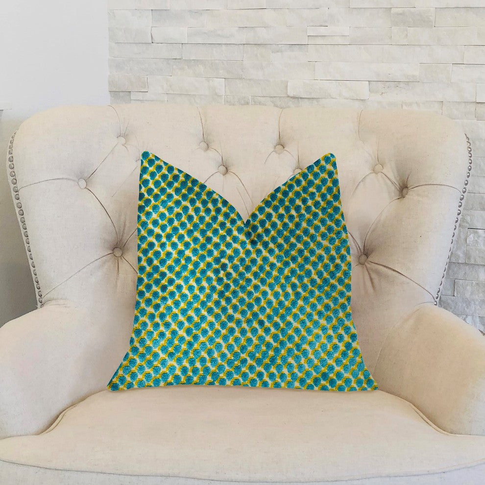 Sea Green Iota Turquoise Luxury Throw Pillow, 20"x36" King