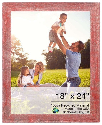 18" x 24" Rustic Farmhouse Red Wood Frame