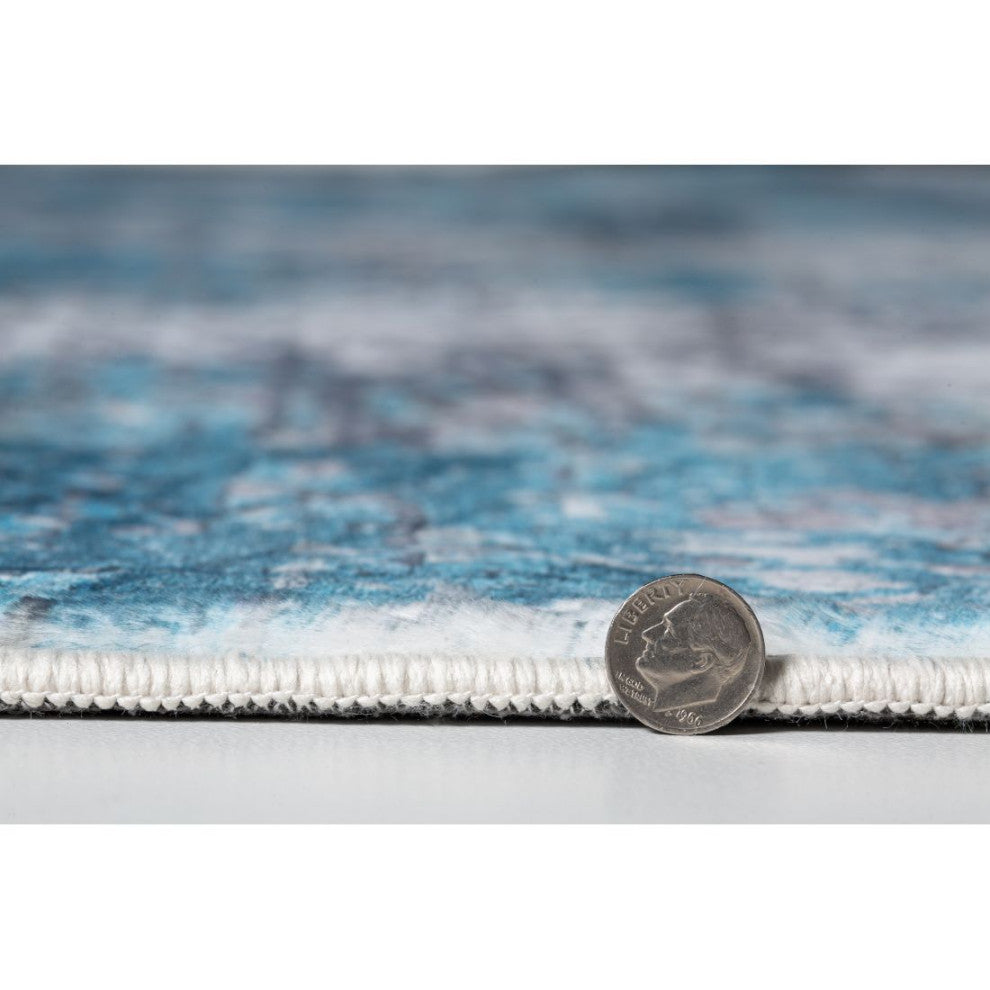 KAS Roxy 2805 Blue/Gray Genesis Area Rug, 2'x7' Runner