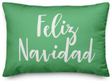 Feliz Navidad, Light Green 14x20 Lumbar Pillow