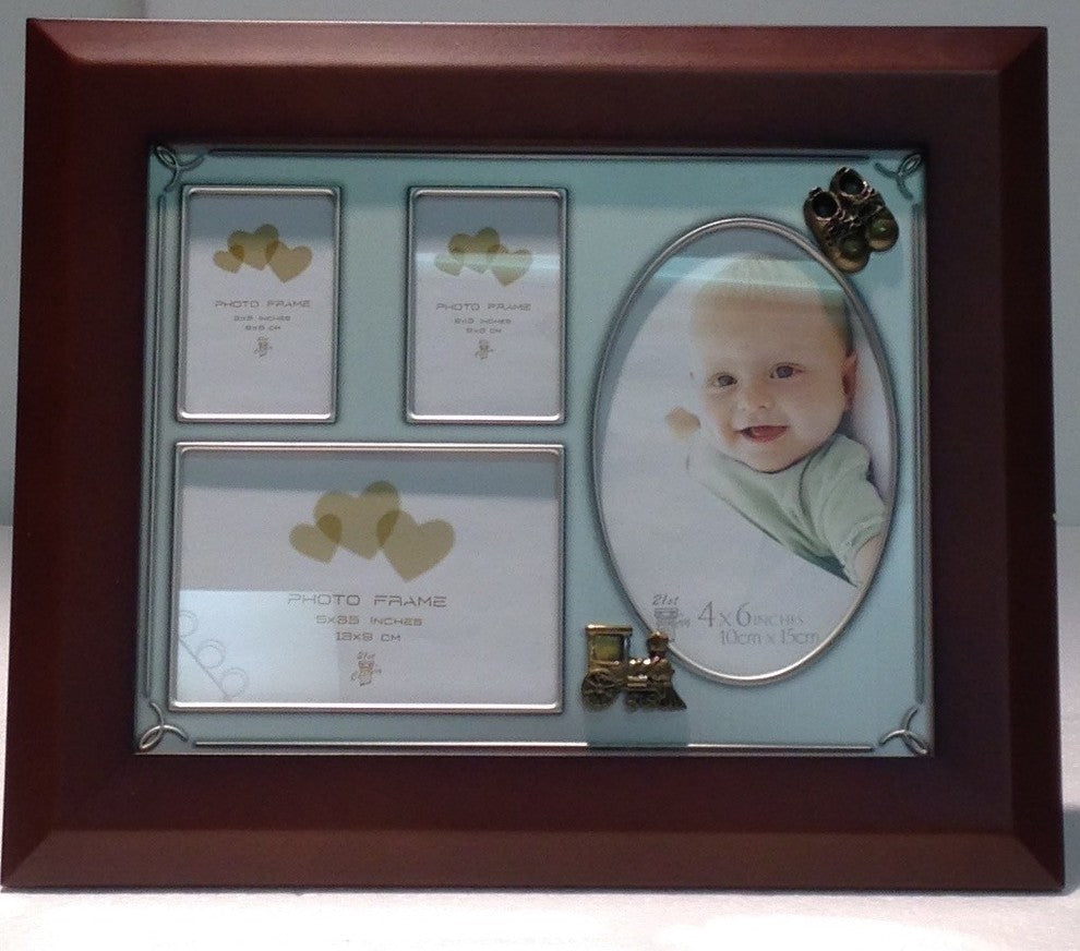 Elegance Baby Collage Photo Frame-Wood Pewter