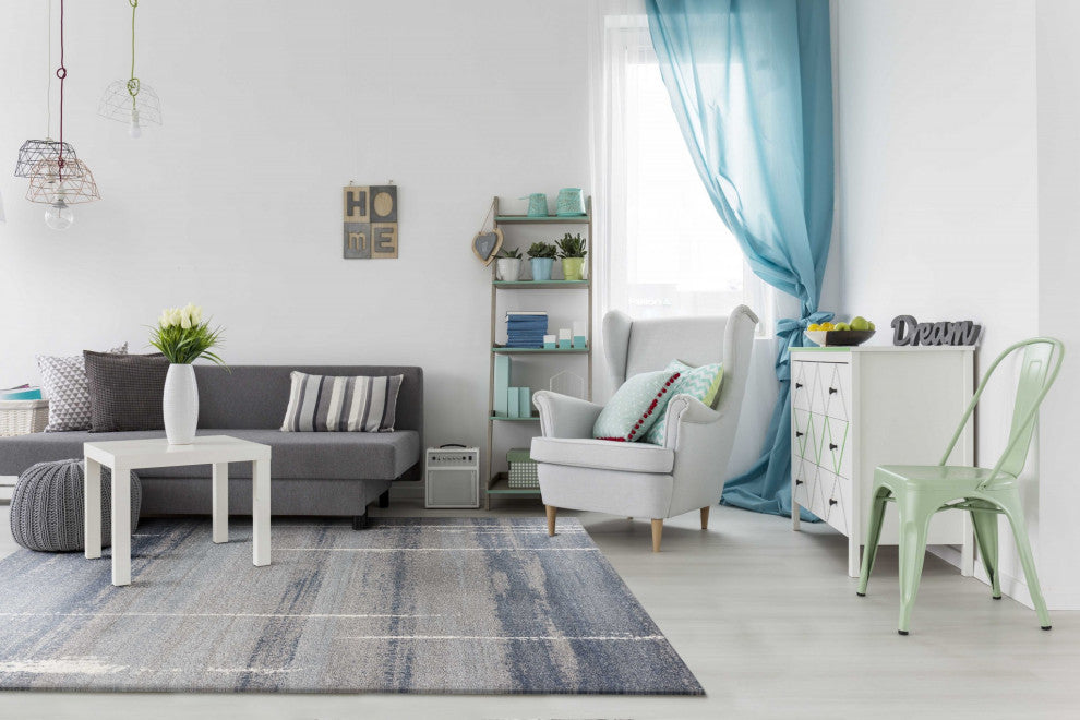 HomeRoots 7 x 10 Polypropylene Blue Area Rug