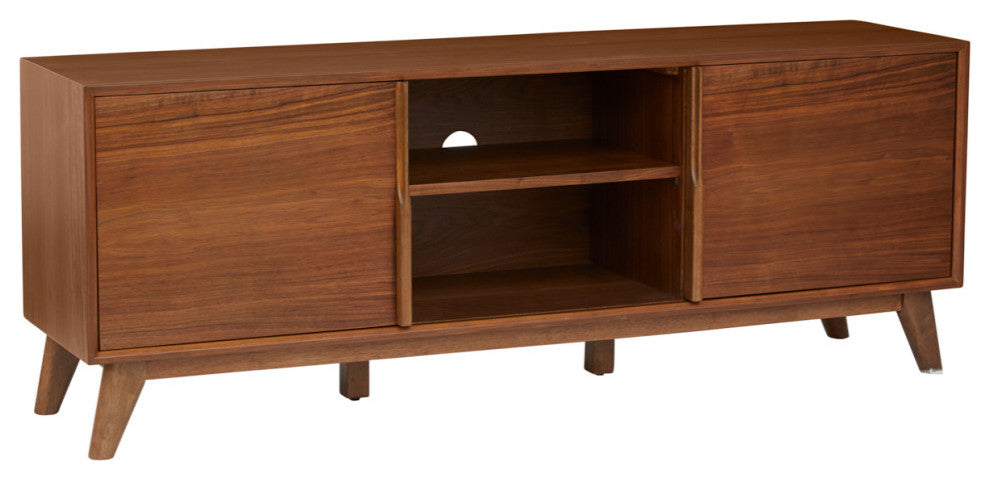 Walnut 3-Section Media Cabinet 63x24