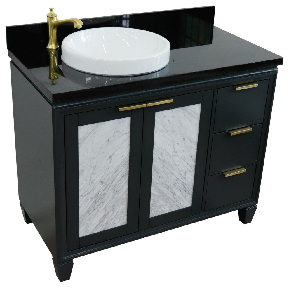 43" Single Vanity, Dark Gray Finish With Black Galaxy