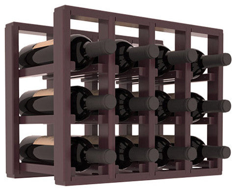 12-Bottle Counter Top/Pantry Wine Rack, Redwood, Burgundy + Satin