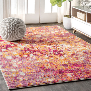 Contemporary POP Modern Abstract Area Rug, Pink/Orange, 8 X 10