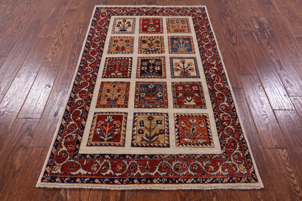 3' 2" X 5' 2" Persian Garden Design Hand Knotted Rug Q10670