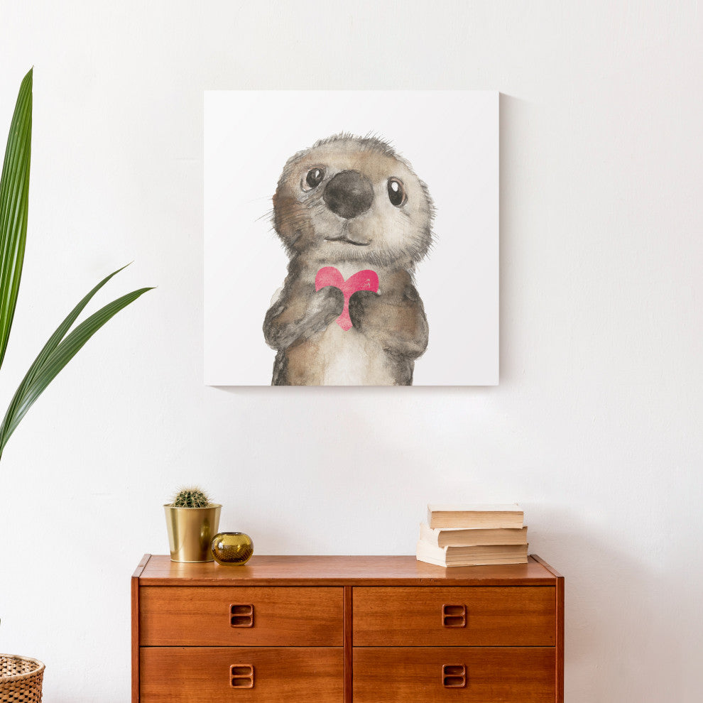 Otter With Heart 20x20 Canvas Wall Art