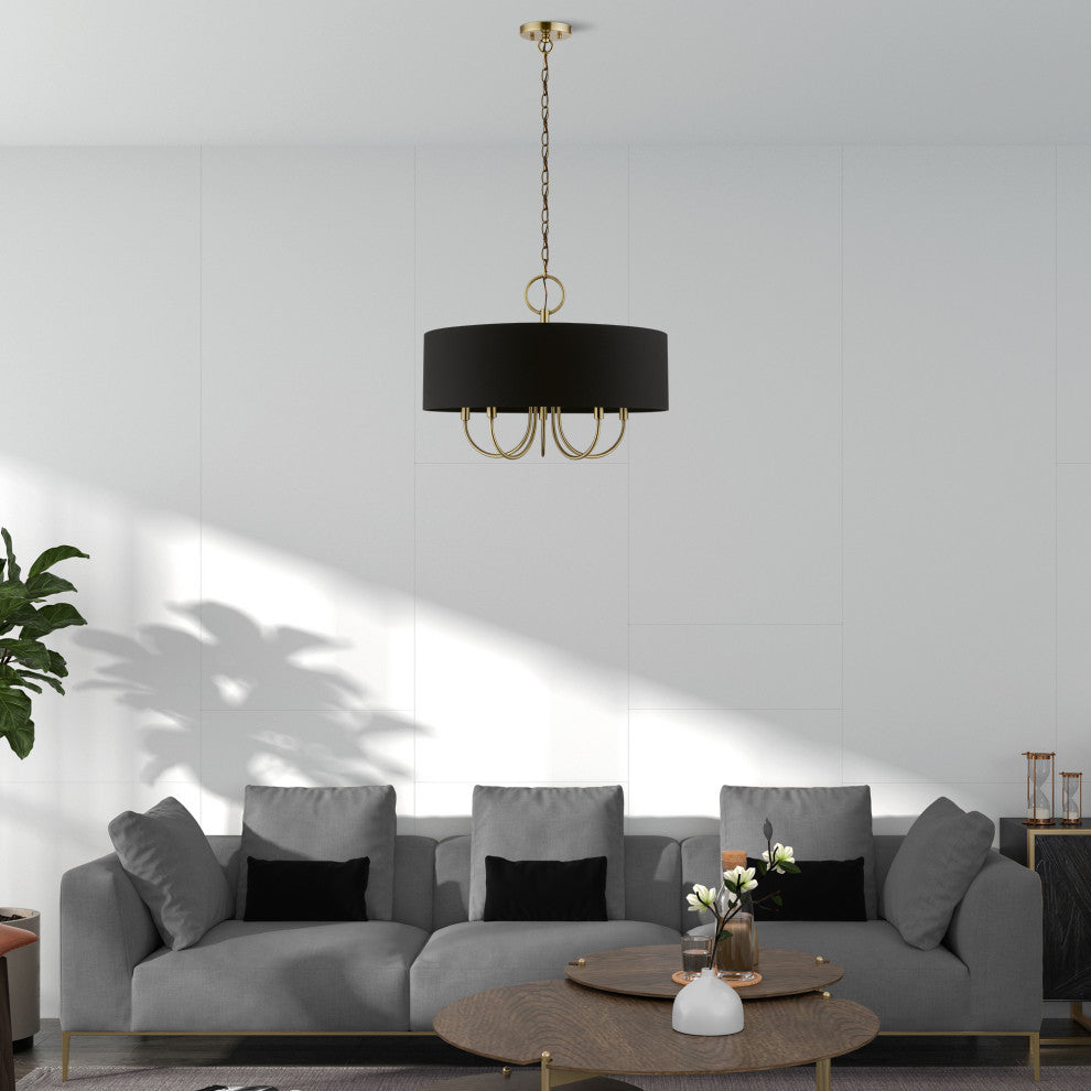 Livex Lighting 5 Light Antique Brass Pendant Chandelier