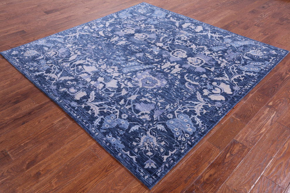 7' Square Hand Knotted Modern Wool Rug Q11893