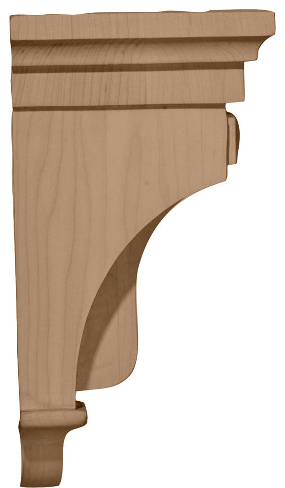 5 1/2"W x 5 1/2"D x 10"H Raised Fluting Corbel, Alder