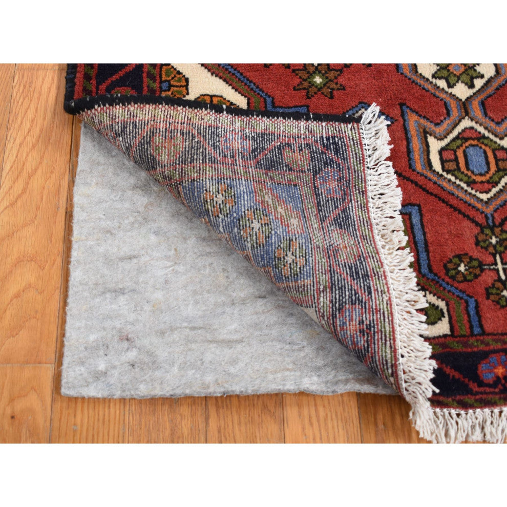 Cardinals Red New Persian Hamadan Pure Wool Hand Knotted Rug 3'5" x 5'3"