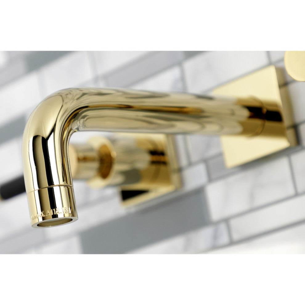 Kingston Brass KS6122DKL Two-Handle Wall Mount Bathroom Faucet, Polished Brass