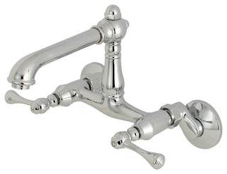 Kingston 6" Adjustable Center Wall Mount Kitchen Faucet, Polished Chrome