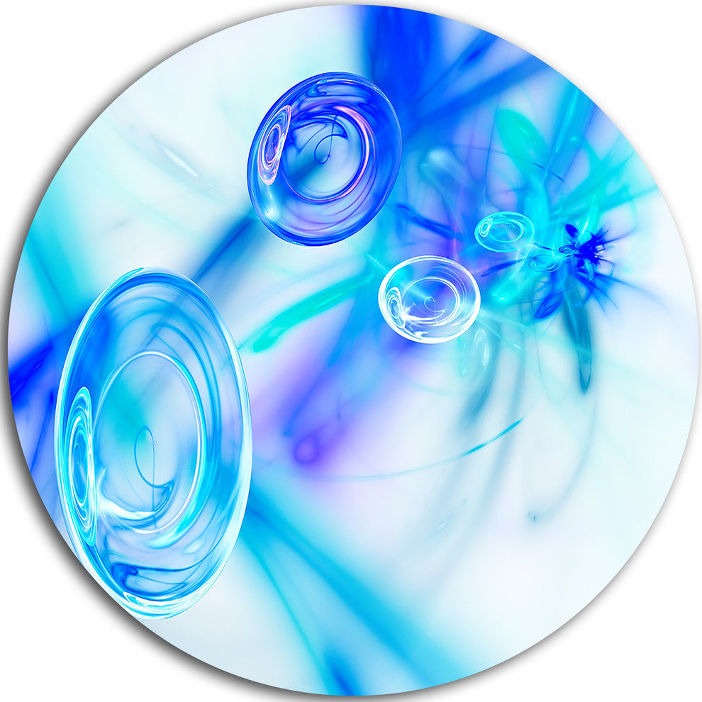 Light Blue Fractal Desktop Wallpaper, Abstract Round Metal Artwork, 23"