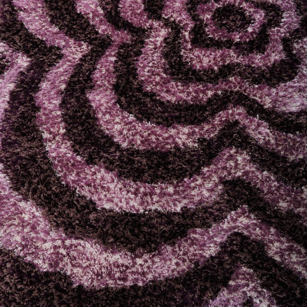 HAND TUFTED SHAG POLYESTER ECO-FRIENDLY AREA RUGS -  Purple Color, Floral Design