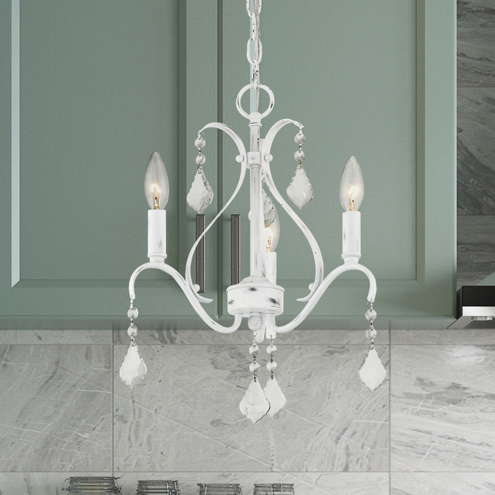 Livex Lighting Caterina 3 Light Antique White Petite Chandelier