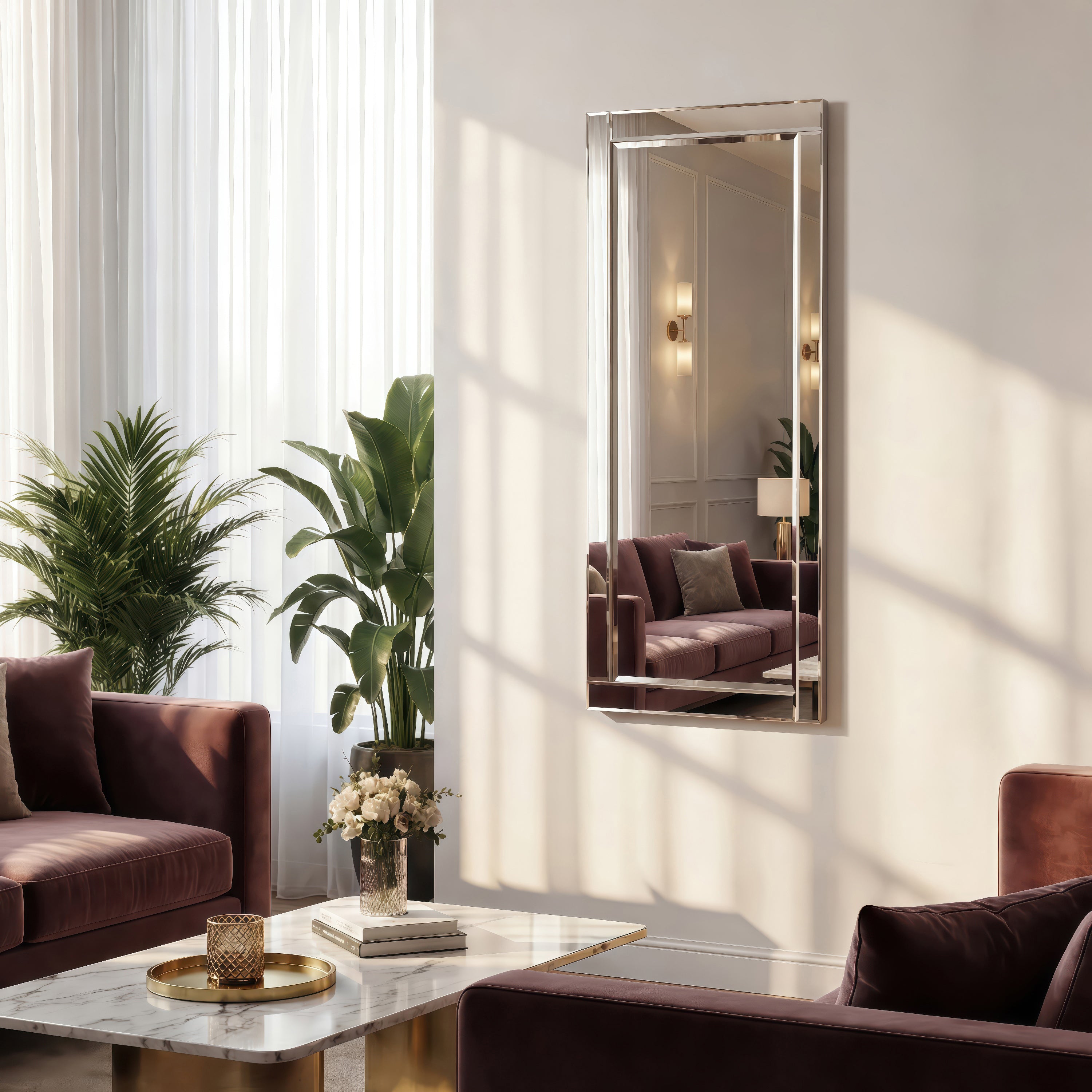 Modern Beveled Wall Mirror, 24"x54"