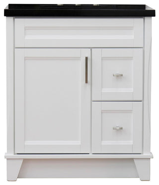 31" Single Sink Vanity, White Finish With Black Galaxy Granite