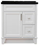 31" Single Sink Vanity, White Finish With Black Galaxy Granite