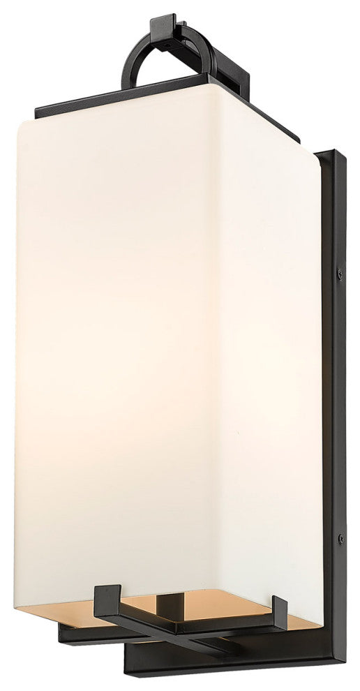 Zlite 593M-BK 1-Light Outdoor Wall Sconce, White Opal