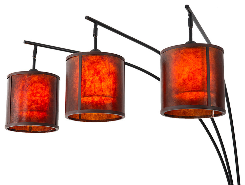 Layers Natural Mica 3 Light Arc Floor Lamp - 86", Charcoal Gray, Dimmer Switch