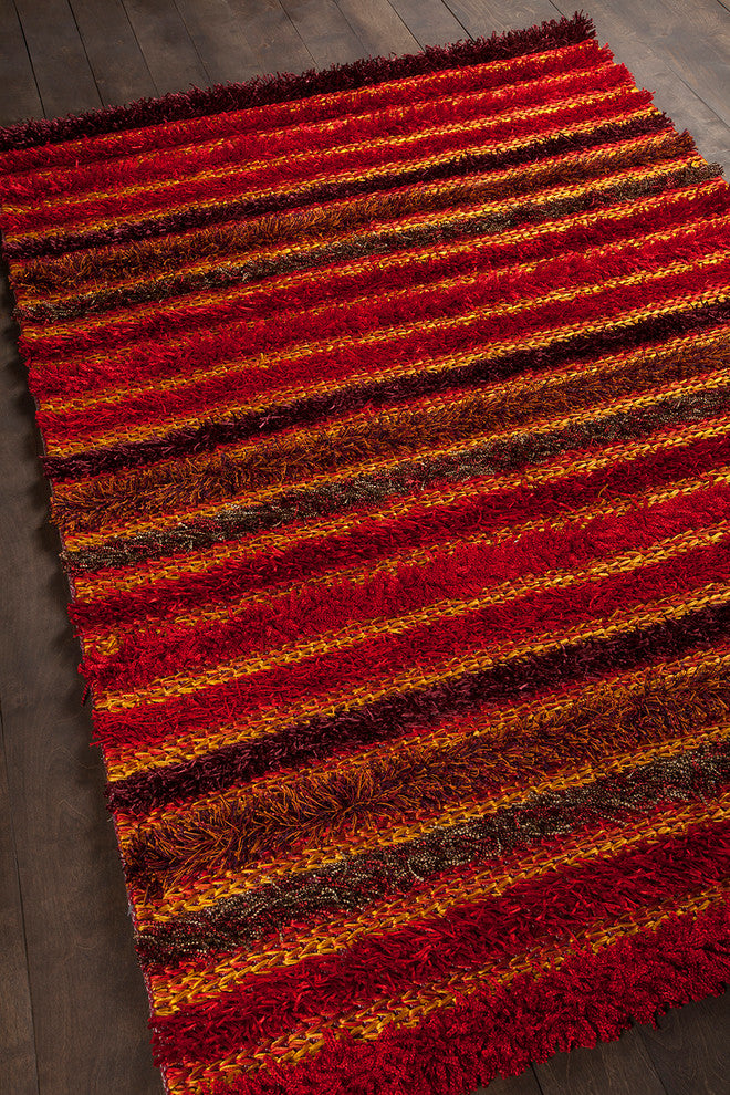 Lavasa Contemporary Area Rug, Red, 5'x7'6"