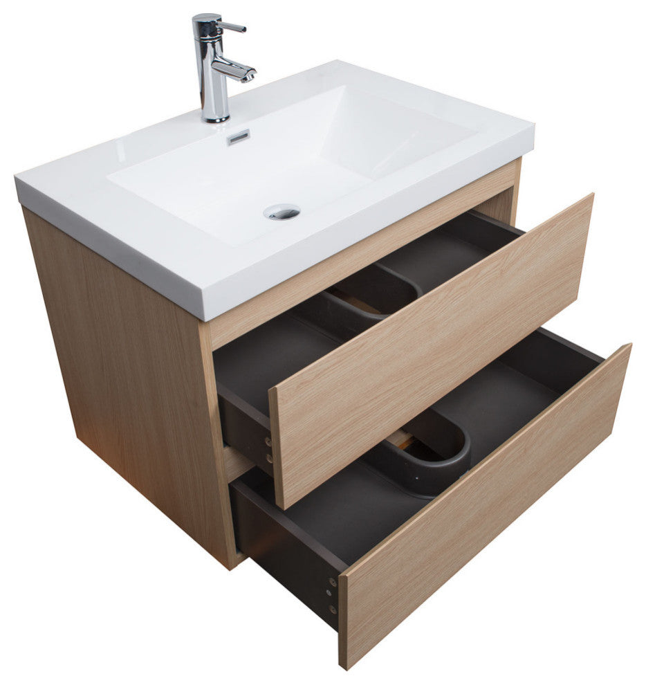 ConceptBaths 36" Angela Wall-Mount Bath Vanity, White Oak