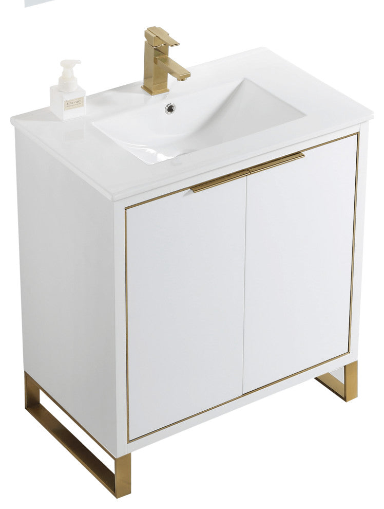 Fine Fixtures Opulence Collection Bathroom Vanity with White Ceramic Sink
