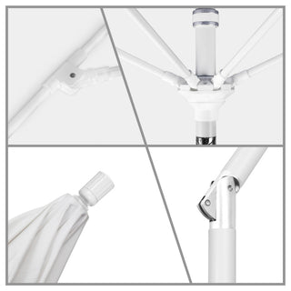 9' Matted White Collar Tilt Crank Aluminum Umbrella, Pacifica, Hunter Green