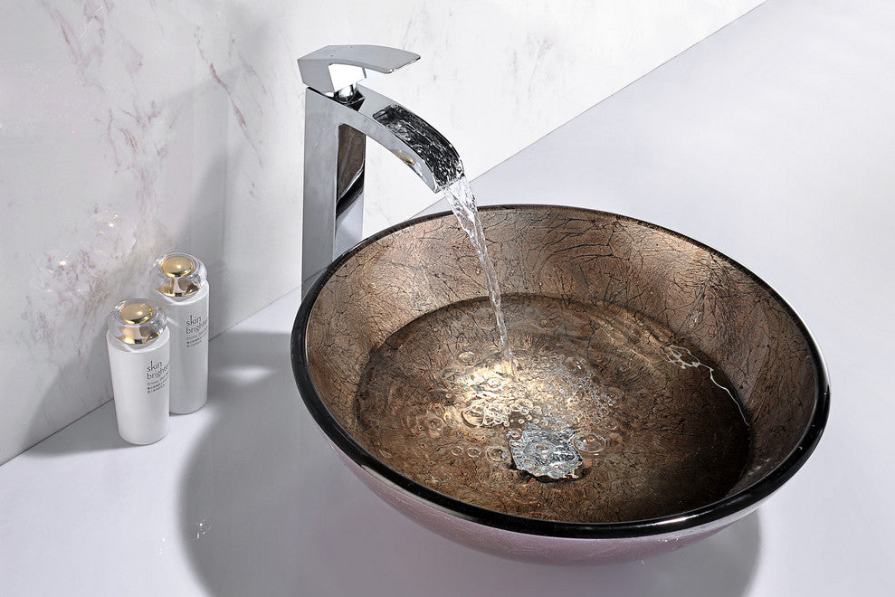 ANZZI Tara Series Tempered Glass Bathroom Vessel Sink