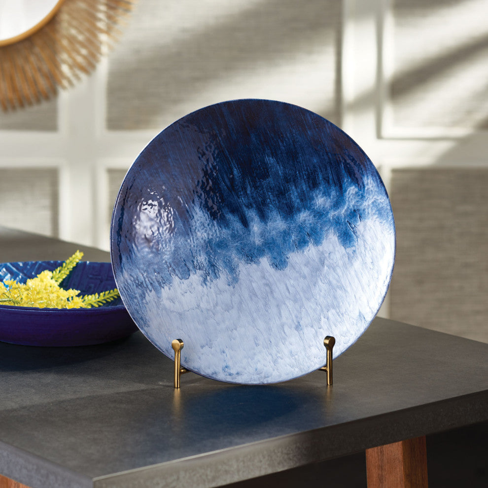 Blue Wash Decorative Plate, Large