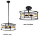 Ryker Farmhouse Matt Black 4 Light Drum Ceiling Pendant 18" Wide