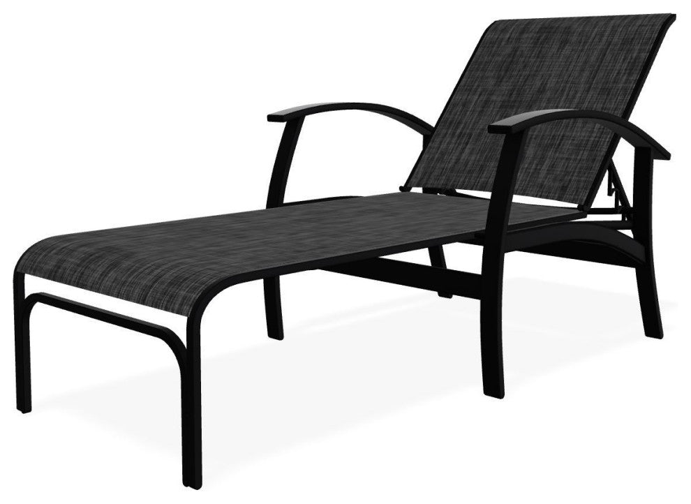 Belle Isle Sling 4-Position Outdoor Chaise Lounge, Augustine Shadow/Black