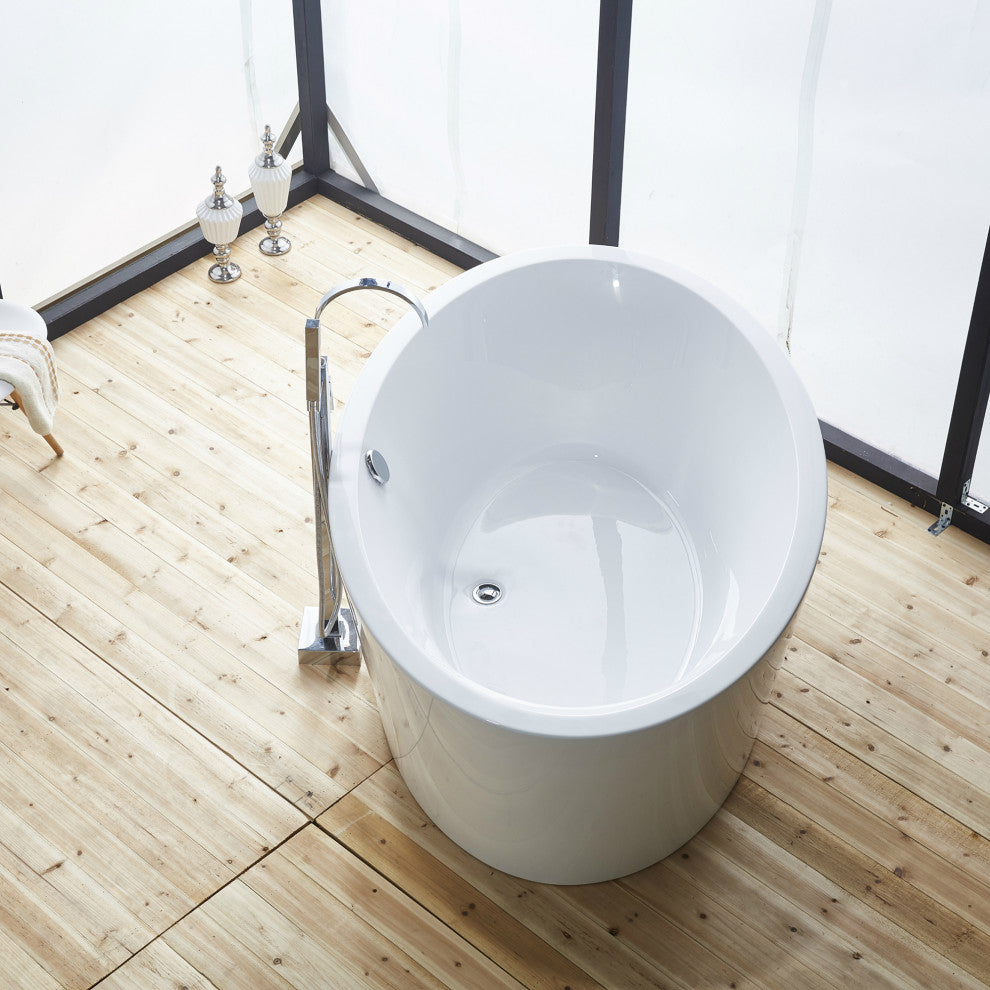 67" Acrylic Roll-Top Flatbottom Non-Whirlpool Bathtub, White