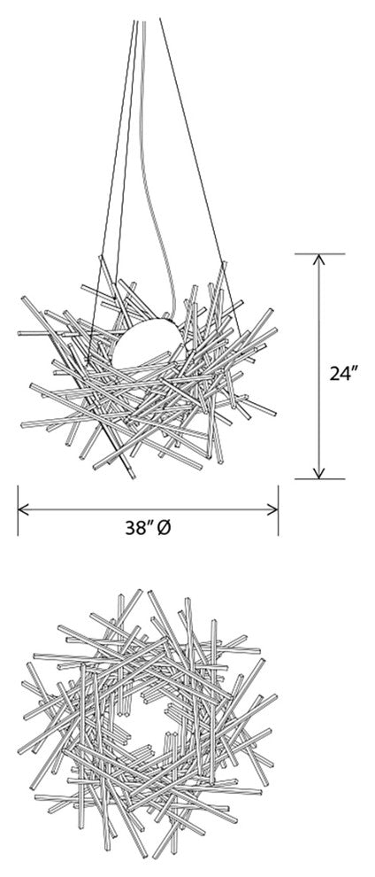 Cura LED Pendant, White Oak, Black Canopy, 2700k