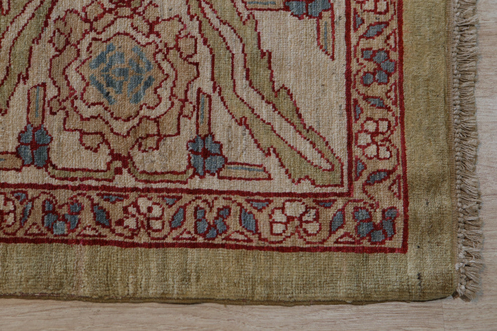 Beige Traditional Floral Heriz Weave Area Rug