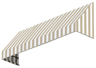Awntech 5' New Yorker Acrylic Fabric Fixed Awning, Linen/White Stripe