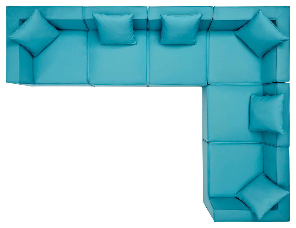 Lounge Sectional Sofa Set, Fabric, Blue, Modern, Outdoor Patio Balcony Garden