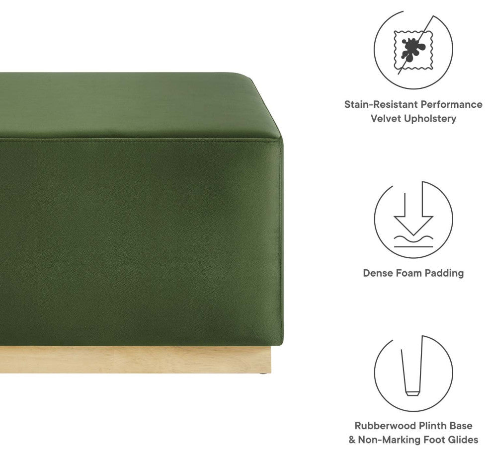 Tilden Large 28" Square Performance Velvet Upholstered Ottoman