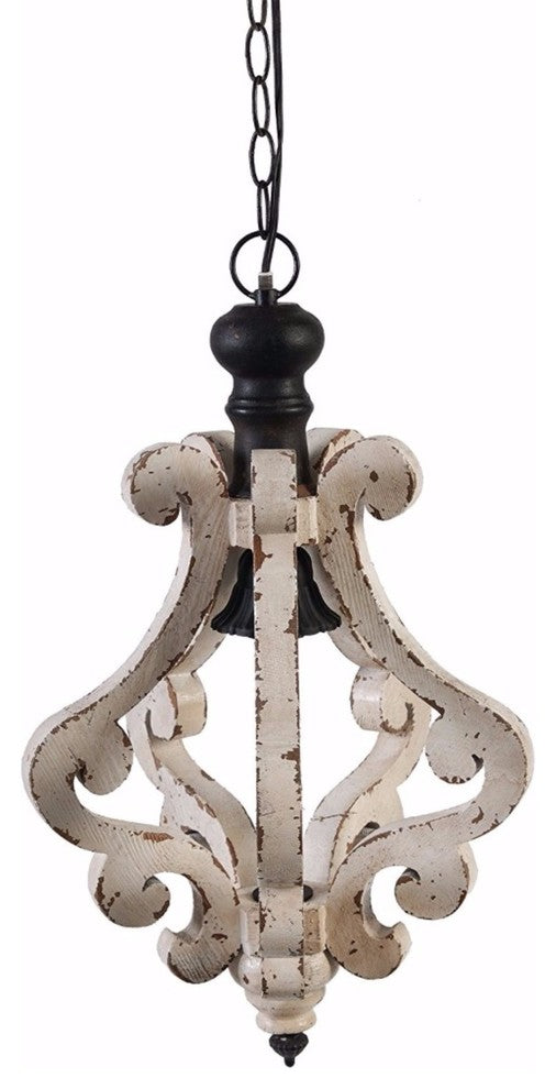 Benzara BM147075 Wooden Home Perth Chandelier, White