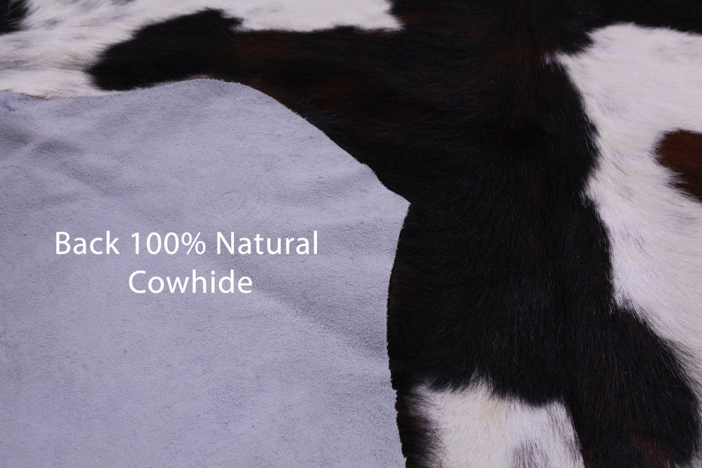 7' 0" X 6' 1" Black and White Natural Cowhide Rug C1676