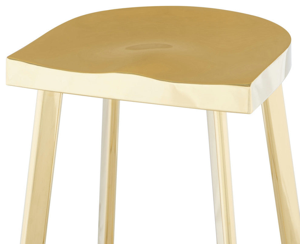 Icon Stainless Steel Stool, Gold, Counter Height