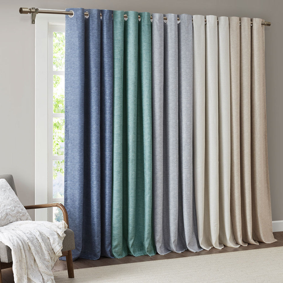 Madison Park Tonal Printed Faux Silk Room Darkening Curtain Panel Pair