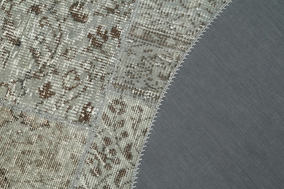 Rug N Carpet - Handwoven Anatolian 5' 11" x 5' 11" Small Round Patchwork Rug